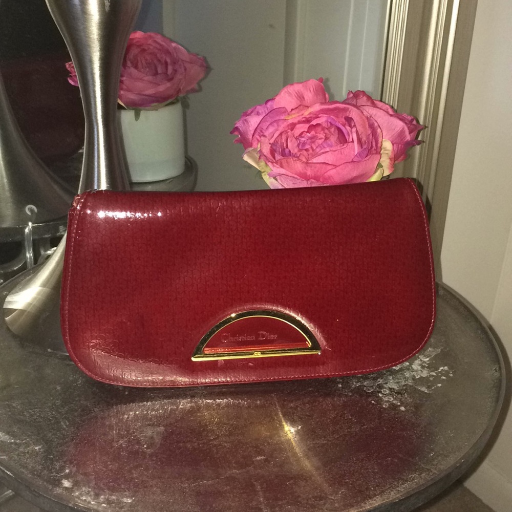 Authentic Christian Dior red clutch